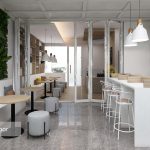 konsep desain cafe unit rumah contoh garden hous di kawasan pemukiman moderen grandwisata