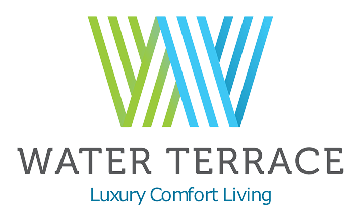 logo lengkap rumah cluster water terrace di kawasan pemukiman moderen grandwisata