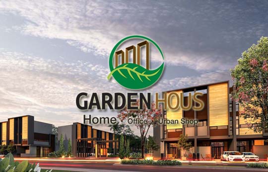 rumah kantor tempat usaha garden hous di kawasan pemukiman moderen grandwisata